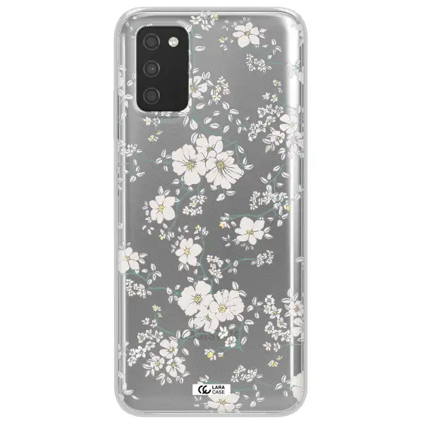 White Flower Samsung A03S Clear TPU Case
