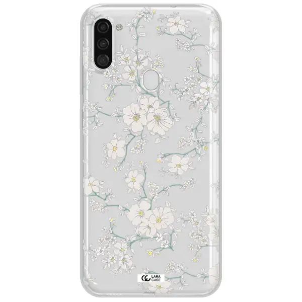 White Flower Samsung A11 Clear TPU Case