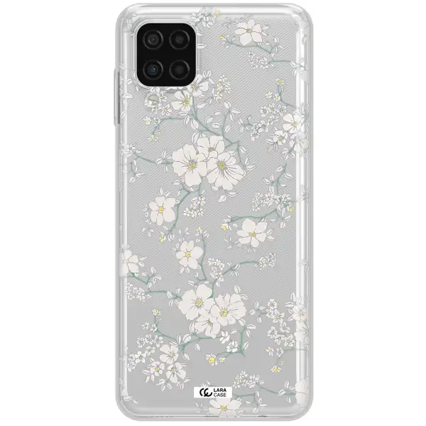 White Flower Samsung A12 4g Clear TPU Case