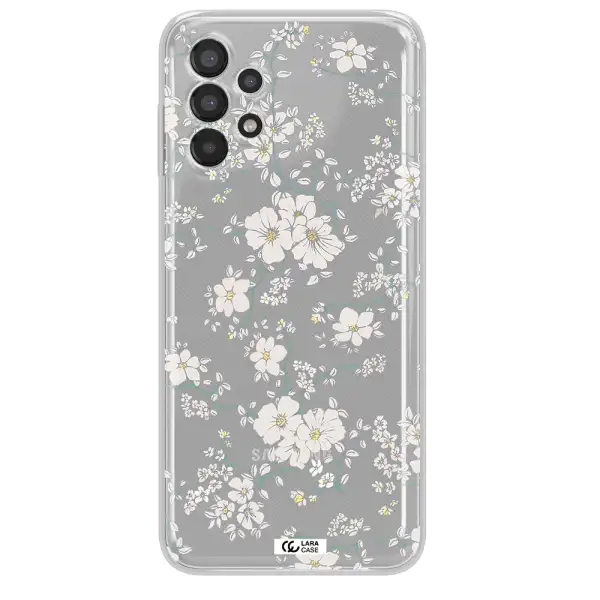 White Flower Samsung A13 Clear TPU Case