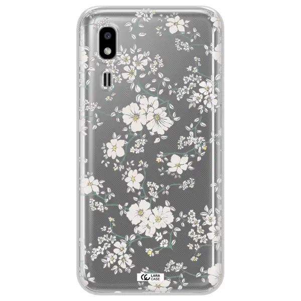 White Flower Samsung A2 Core Clear TPU Case