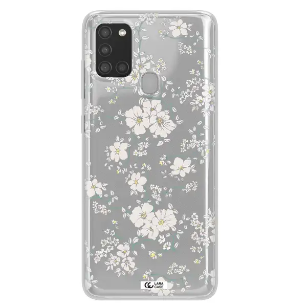 White Flower Samsung A21S Clear TPU Case