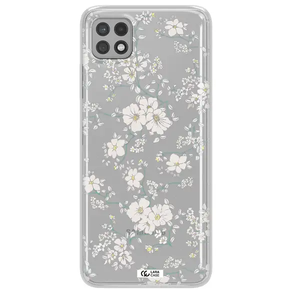 White Flower Samsung A22 5g Clear TPU Case