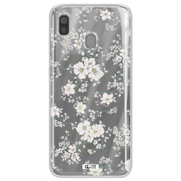 White Flower Samsung A30 Clear TPU Case