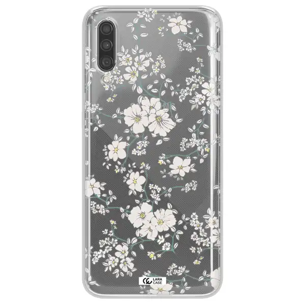 White Flower Samsung A30S Clear TPU Case