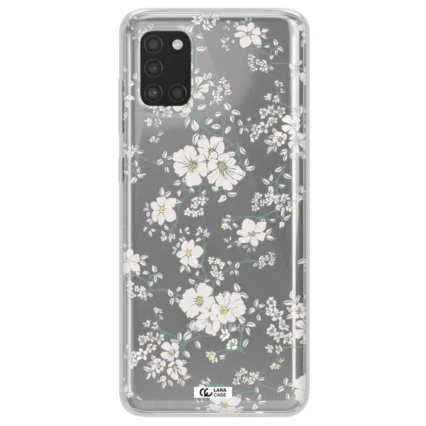 White Flower Samsung A31 Clear TPU Case