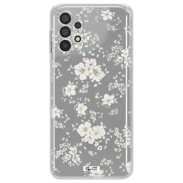 White Flower Samsung A32 4G Clear Tpu Case
