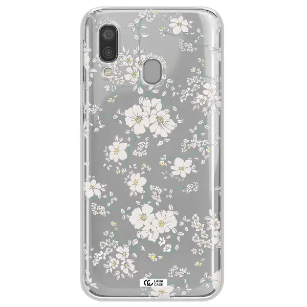 White Flower Samsung A40 Clear TPU Case