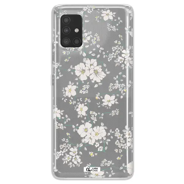 White Flower Samsung A51 Clear TPU Case