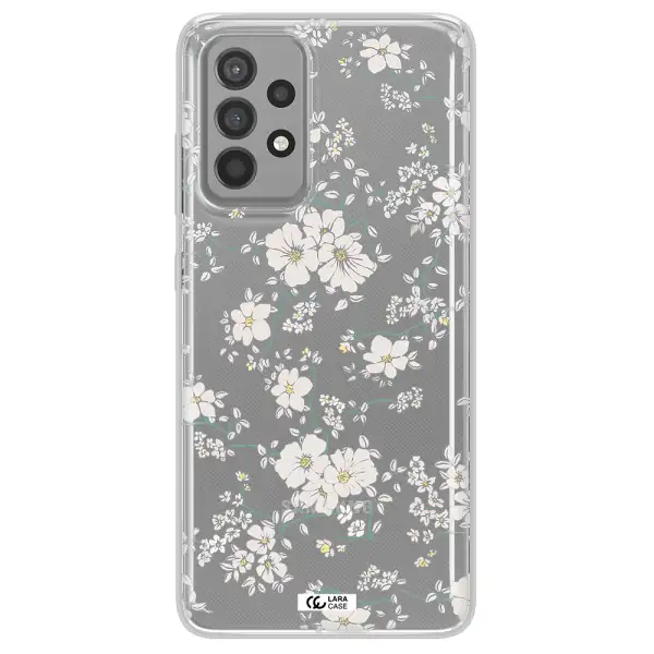 White Flower Samsung A52 Clear TPU Case