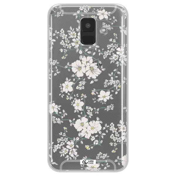 White Flower Samsung A6 Clear TPU Case