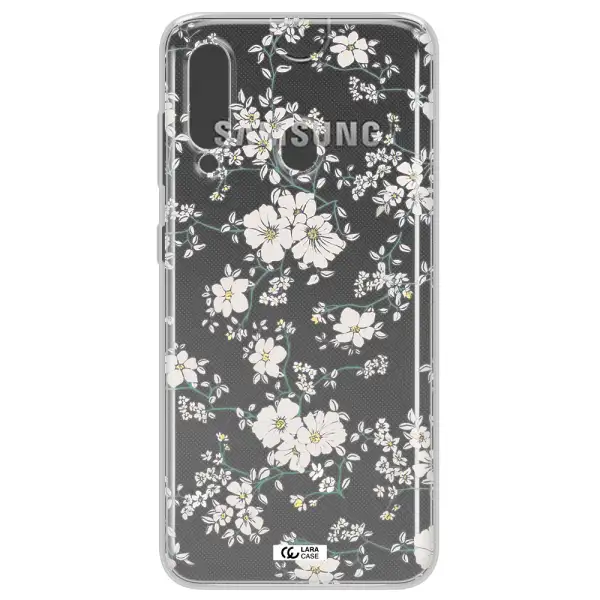 White Flower Samsung A60 Clear TPU Case