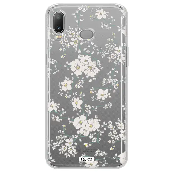 White Flower Samsung A6S Clear TPU Case