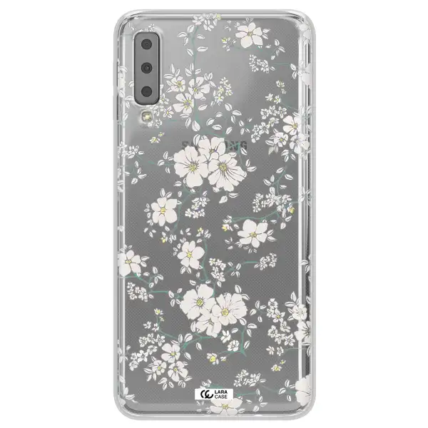 White Flower Samsung A7 2018 Clear TPU Case
