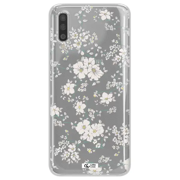 White Flower Samsung A70 Clear TPU Case