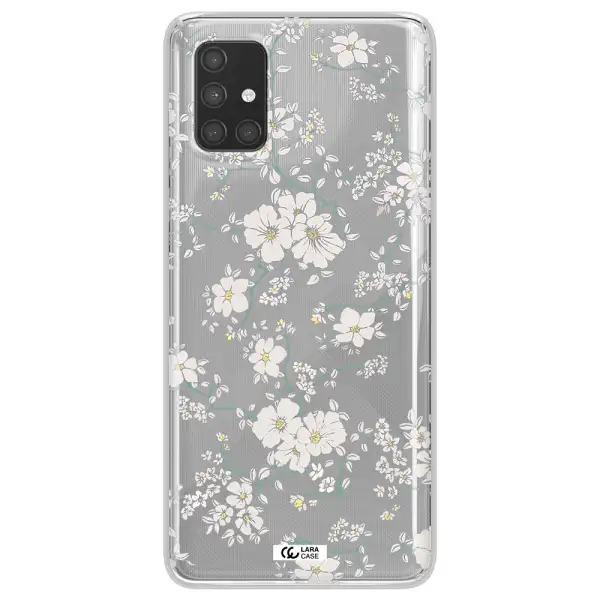 White Flower Samsung A71 Clear TPU Case