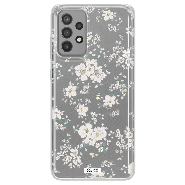 White Flower Samsung A72 Clear TPU Case