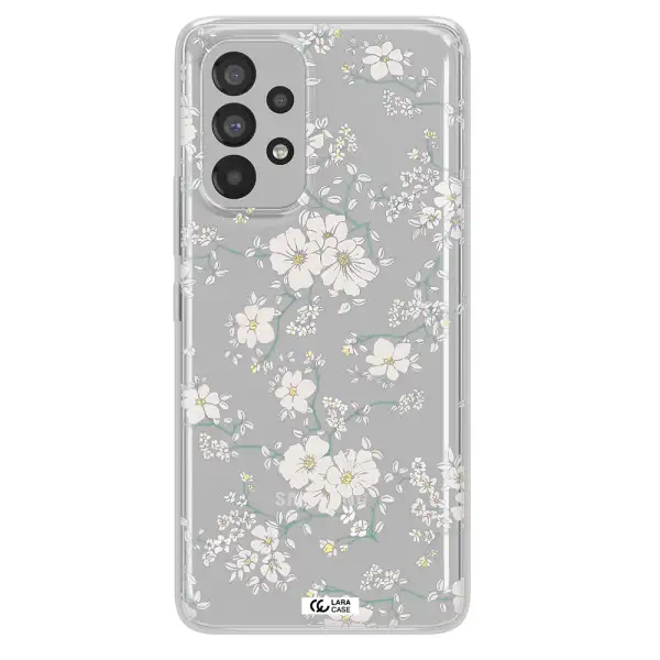 White Flower Samsung A73 Clear TPU Case