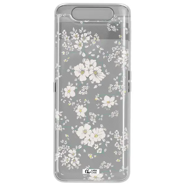 White Flower Samsung A80 Clear TPU Case