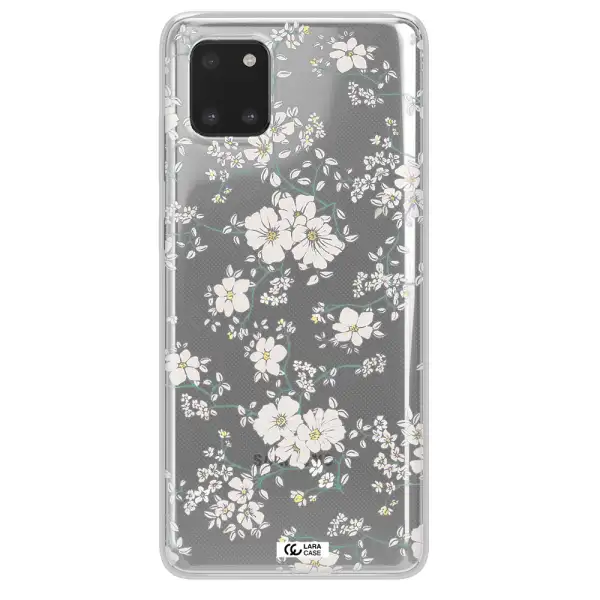 White Flower Samsung A81 Clear TPU Case