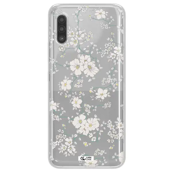 White Flower Samsung A90 Clear TPU Case