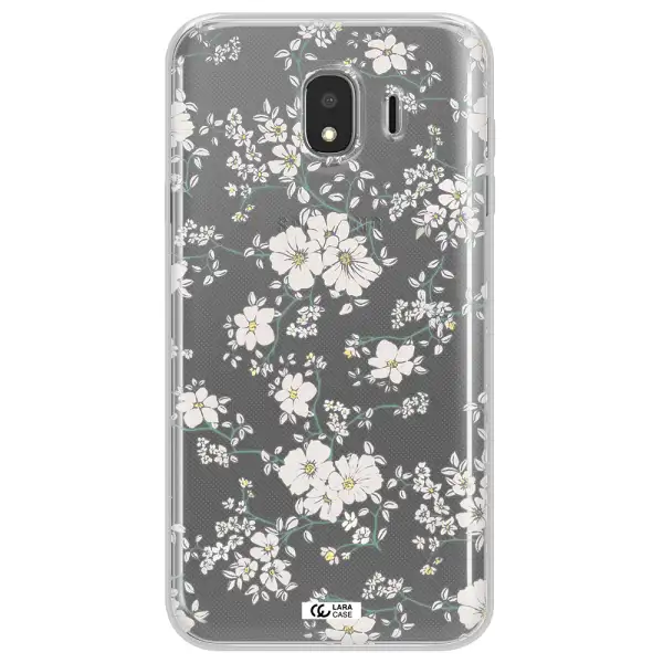 White Flower Samsung J4 Clear TPU Case