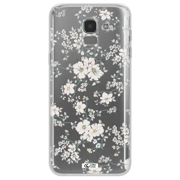 White Flower Samsung J6 Clear TPU Case