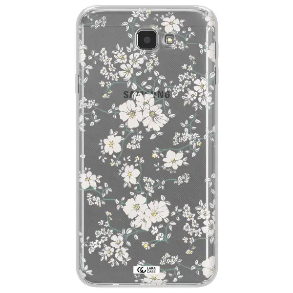 White Flower Samsung J7 Prim Clear TPU Case