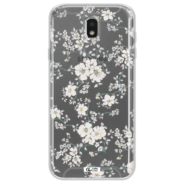 White Flower Samsung J7 Pro Clear TPU Case