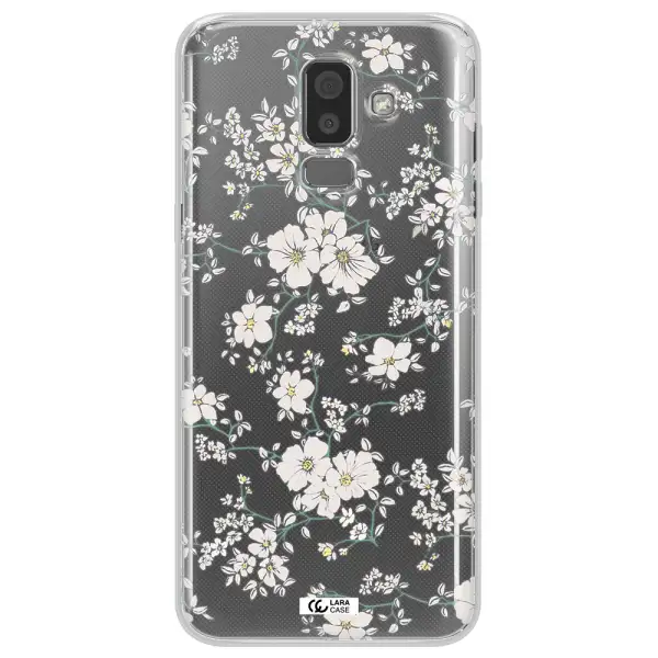 White Flower Samsung J8 Clear TPU Case