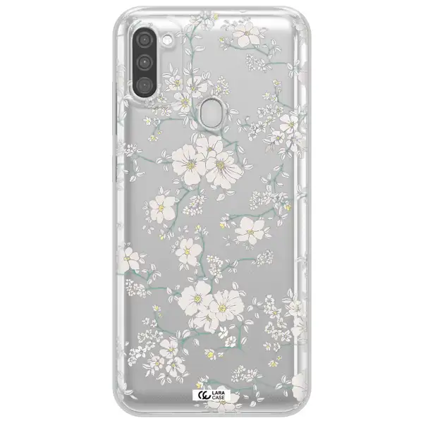White Flower Samsung M11 Clear TPU Case