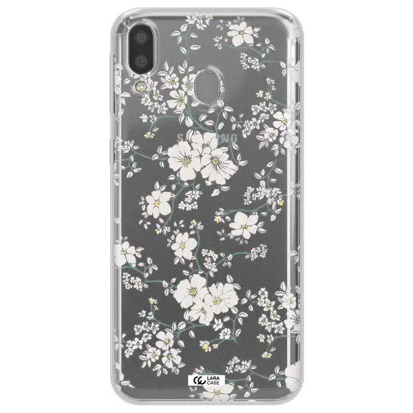 White Flower Samsung M20 Clear TPU Case
