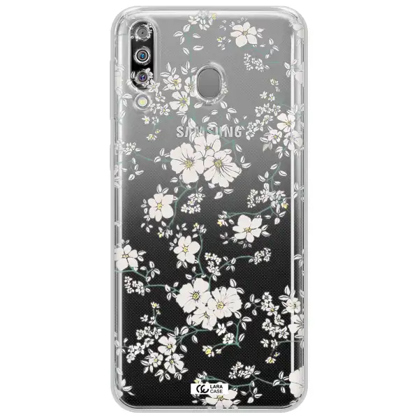 White Flower Samsung M30 Clear TPU Case