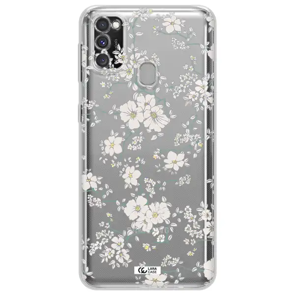 White Flower Samsung M30S Clear TPU Case