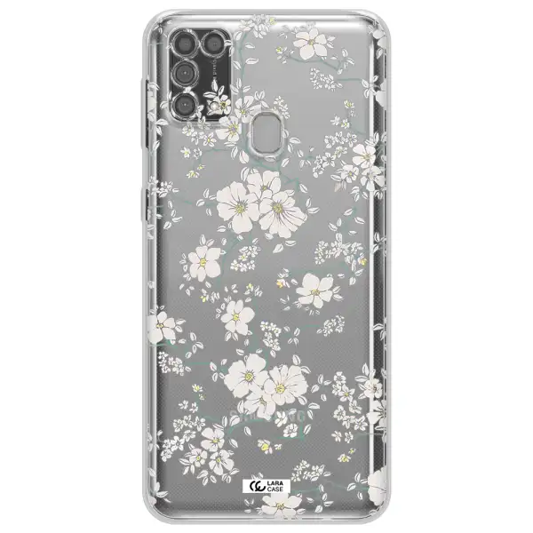 White Flower Samsung M31 Clear TPU Case