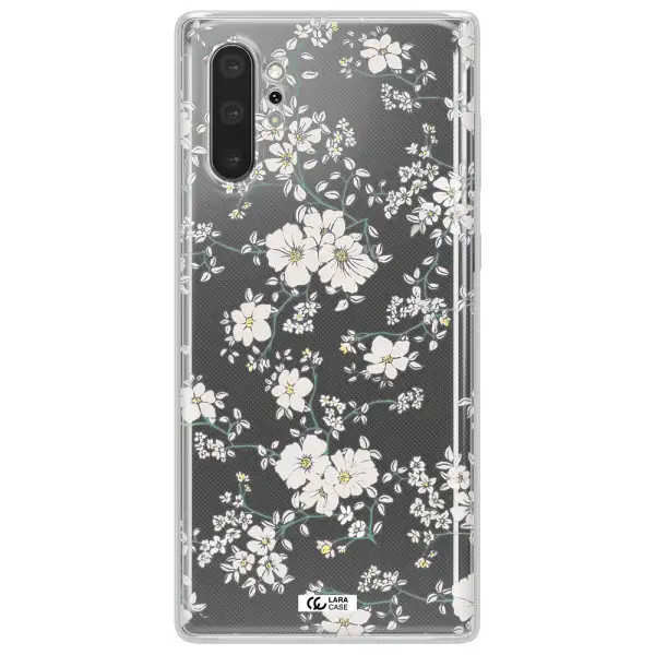 White Flower Samsung Note 10 Plus Clear TPU Case