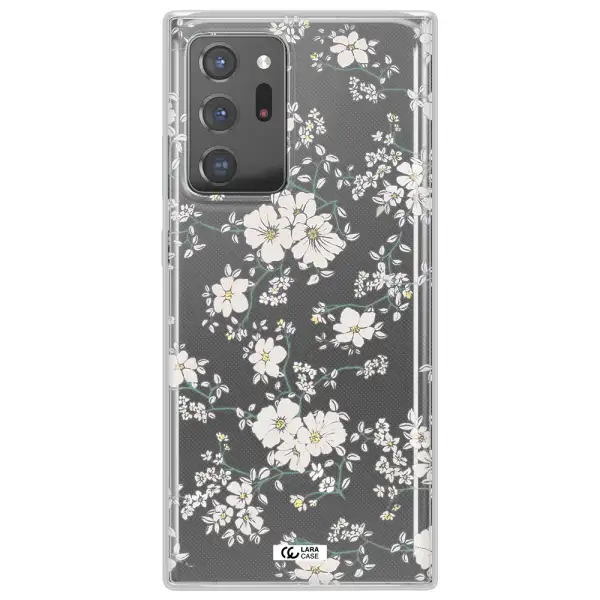 White Flower Samsung Note 20 Ultra Clear TPU Case