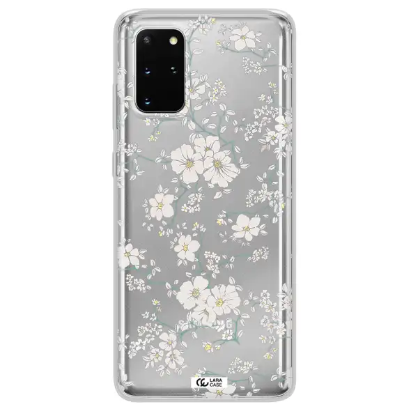White Flower Samsung S 20 Plus Clear TPU Case