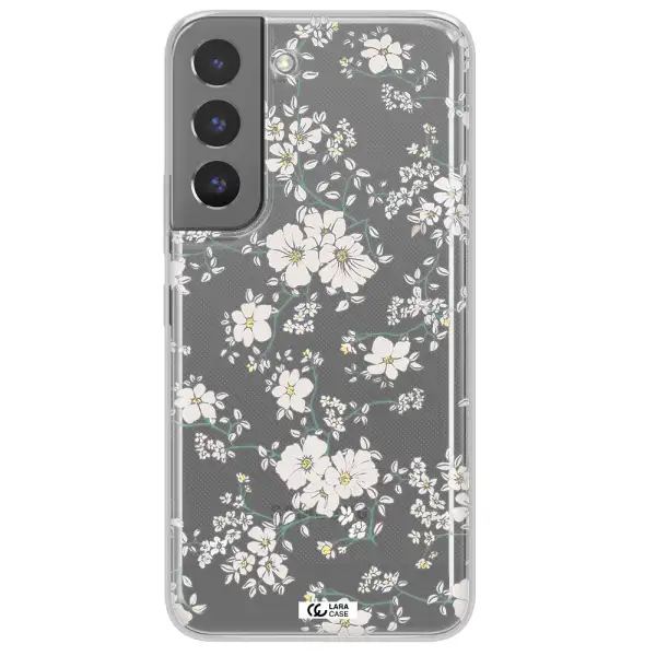 White Flower Samsung S 22 Clear TPU Case