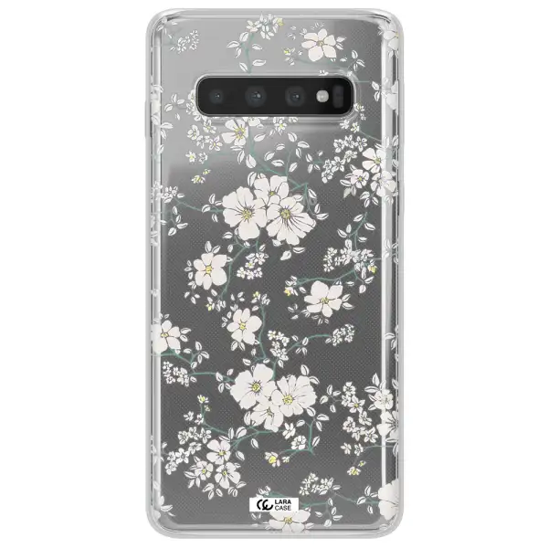 White Flower Samsung S10 Clear TPU Case
