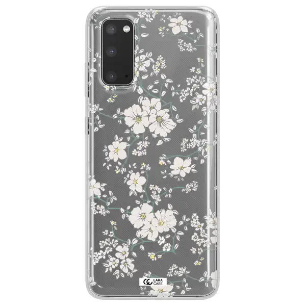 White Flower Samsung S20 Clear TPU Case