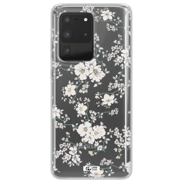 White Flower Samsung S20 Ultra Clear TPU Case
