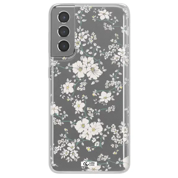 White Flower Samsung S21 Plus Clear TPU Case