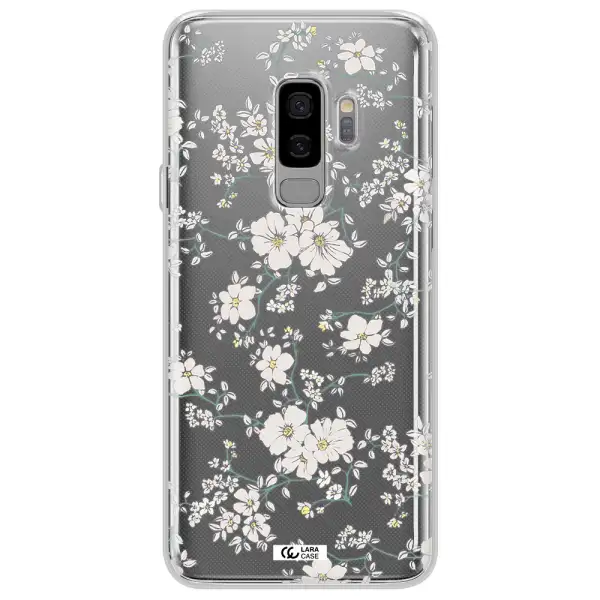White Flower Samsung S9 Plus Clear TPU Case