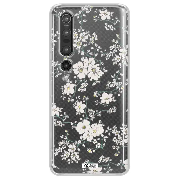 White Flower Xiaomi Mi 10 Pro Clear TPU Case