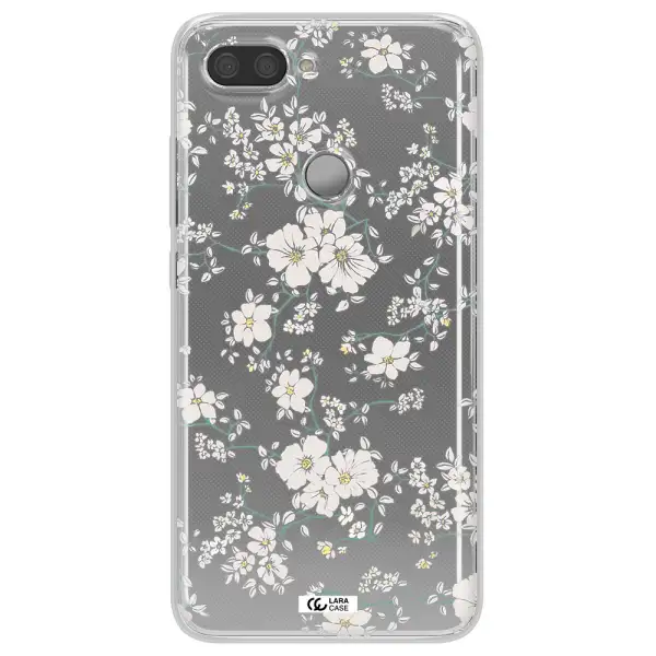 White Flower Xiaomi Mi 8 Lite Clear TPU Case