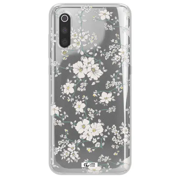 White Flower Xiaomi Mi 9 Clear TPU Case