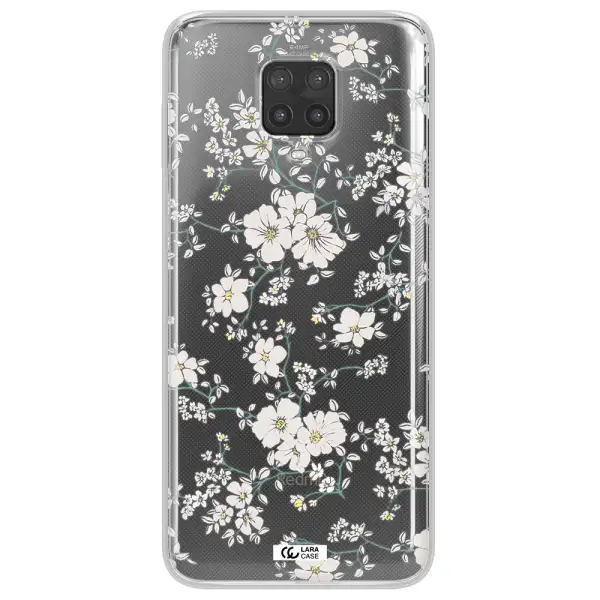 White Flower Xiaomi Note 9 Pro Clear TPU Case