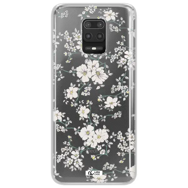 White Flower Xiaomi Note 9S Clear TPU Case