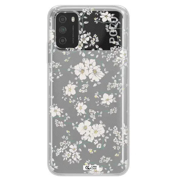 White Flower Xiaomi Poco M3 Clear TPU Case